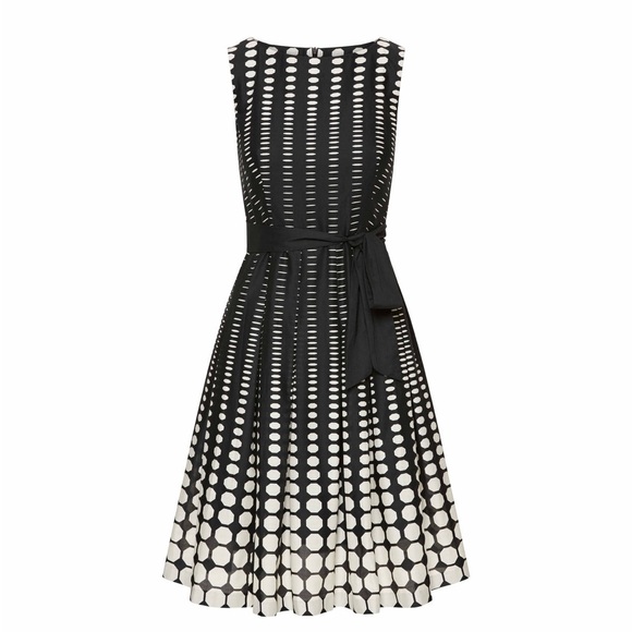 Anne Klein fit and flair dress sz 10 NWT Anne black White ombré Polka Dot Print - Picture 2 of 9